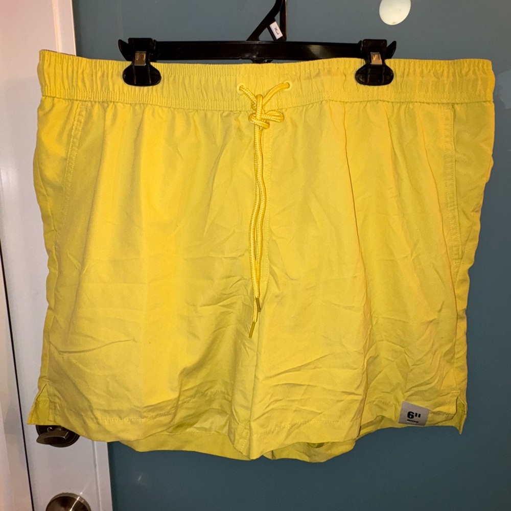 Men’s NWOT highlighter yellow unlined swim shorts/trunks!